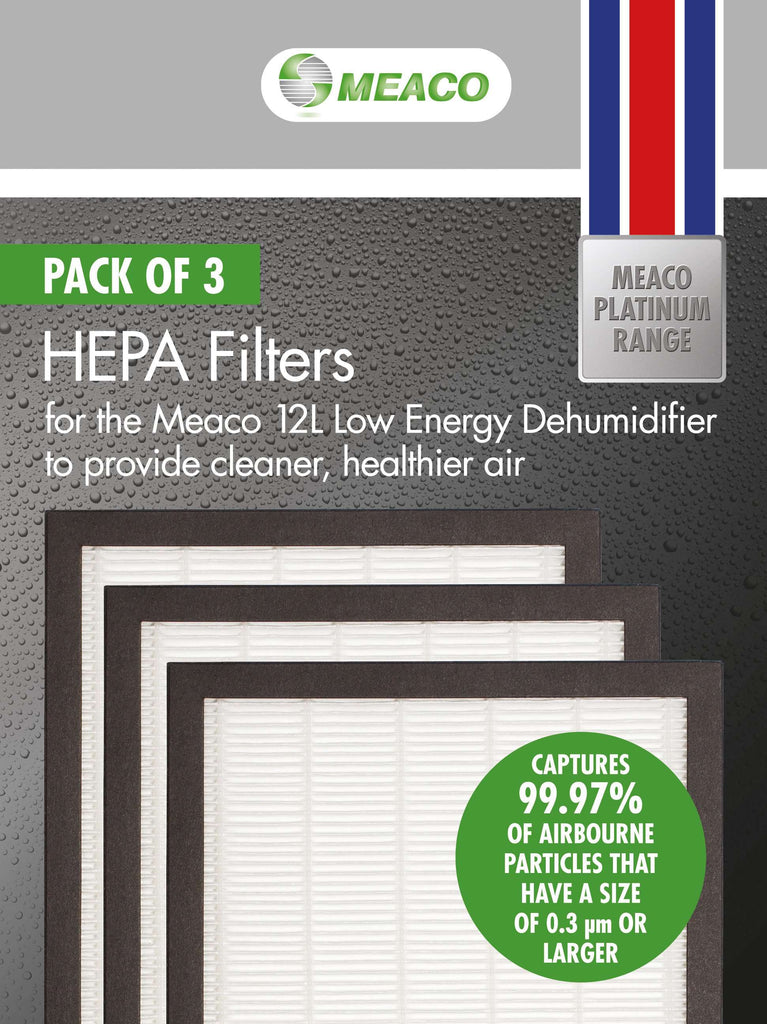 Meaco HEPA Filter for 12L Platinum Dehumidifier Pack of 3 MEAHEPA12